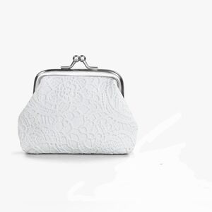 Elegant White Lace Embossed Kiss Lock Coin Purse BNIB